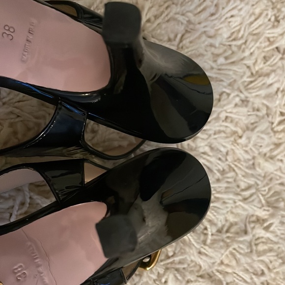 Prada Black Leather Cross Strap Platform Slingback Sandals - Picture 6 of 9